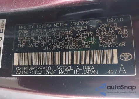 2011 Scion Tc z USA, uszkodzony, nr VIN JTKJF5C78B3000945